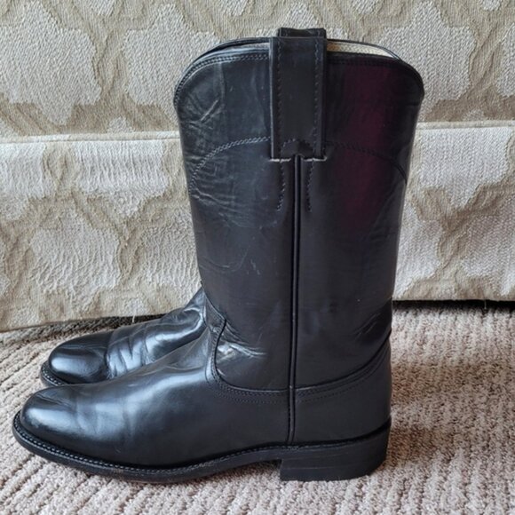 Western Heeled Cowgirl Boots Pull On Black Size 6.5 A Narrow - Picture 2 of 14